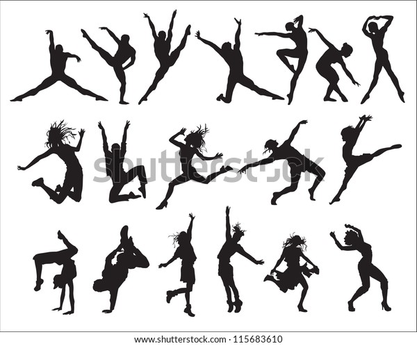 Shape Silhouette Dancers Stock Vector (Royalty Free) 115683610