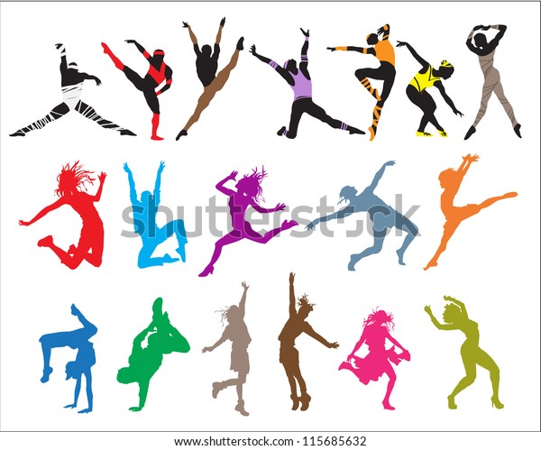 Shape Silhouette Dancers Stock Vector (Royalty Free) 115685632