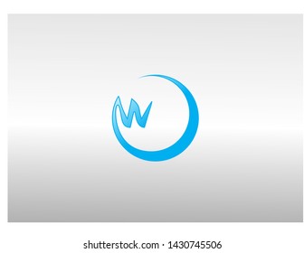 the shape of a simple logo is bright blue