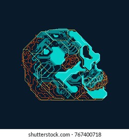 shape of skull combined with electronic board