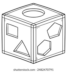 shape sorter toy illustration hand drawn outline vector