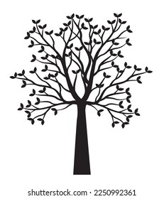 Shape of Spring Tree with Leaves. Vector outline Illustration. Plant in Garden.