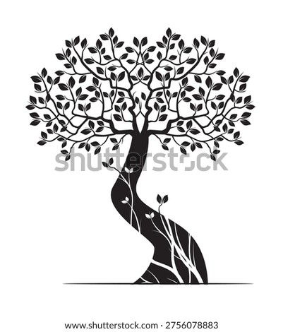 Shape of Spring Tree. Outline Illustration. Plant in Garden.