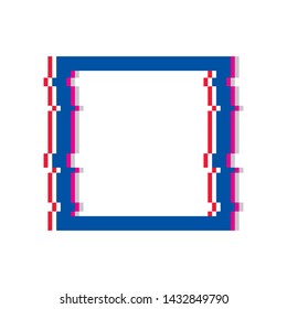 The shape of a square or rectangle frame with the effect of a glitch. Square with glitch effect. Glitch square frame vector eps10.