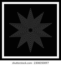 shape star outline circular black white style