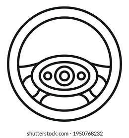 Icono del volante de la dirección. Contorno Forma de un icono vectorial del volante de dirección para diseño web aislado en fondo blanco