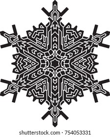 Shape of stylish black snowflake for your design. Vector geometric pattern. 