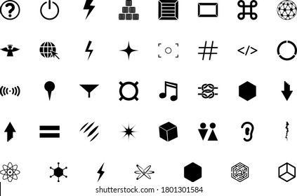 Shape symbol sing web black color set solid style