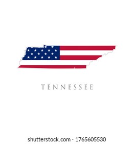 Shape of Tennessee state map with American flag. vector illustration. can use for united states of America indepenence day, nationalism, and patriotism illustration. USA flag design