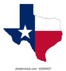 The Shape of Texas. Texas flag inside the map.
