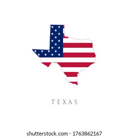 Shape of Texas state map with American flag. vector illustration. can use for united states of America indepenence day, nationalism, and patriotism illustration. USA flag design