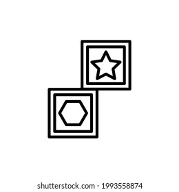 vectores de iconos de juguete de forma del concepto de bebé y juguetes. Ilustración delgada de la línea del juguete de forma. signo lineal de juguete de forma para aplicación y sitio web