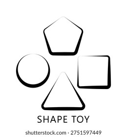 Shape Toy Outline Hand Drawn Icon, Mini Illustration For Modern Concept, Print, Ui, Ux Kit, Web And App Development. Vector Related To Kindergarten, Preschool, Kids And Baby