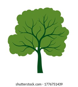 Forma de árbol con hojas verdes. Ilustración del contorno del vector. Planta en el jardín. Archivo EPS.