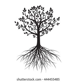 Shape of Tree and Roots. Vector Illustration.