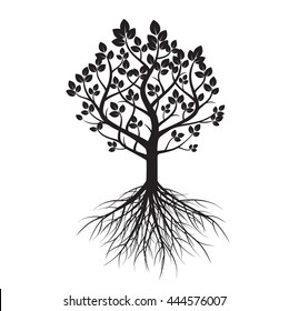 Shape of Tree and Roots. Vector Illustration.
