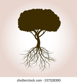 Shape of Tree and Roots. Vector Illustration.