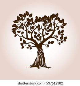 Shape of Tree and Roots. Vector Illustration.