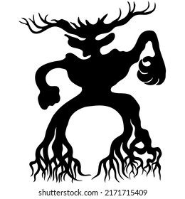 The shape of the tree that resembles a demon is produced using a vector file. suitable for various decorative in to create a scary atmosphere for Halloween, horror parties, or other exciting events.