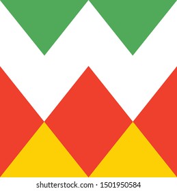 The Shape from Triangle Basic. Green, Red and Yellow. Islamic Arabesque pattern. Tile geometric Motif. Saudi Arabian style.