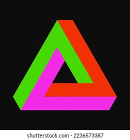 Shape Triangle Penrose Impossible Tribar Optical Illusion Intersect Intersecting Perspective Logo Icon Sign Sigil Symbol Emblem Badge Vector EPS PNG Transparent No Background