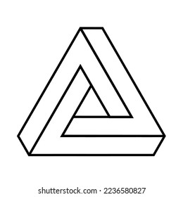 Shape Triangle Penrose Impossible Tribar Optical Illusion Intersect Intersecting Perspective Logo Icon Sign Sigil Symbol Emblem Badge Vector EPS PNG Transparent No Background