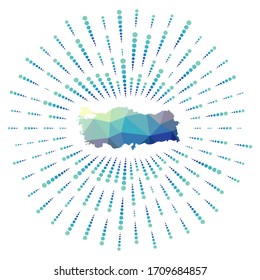 Forma de Turquía, arrebato poligonal. Mapa del país con coloridos rayos de estrellas. Ilustración turca en digital, tecnología, internet, estilo de red. Ilustración vectorial.