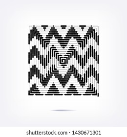 Shape of twisted lines. Abstract illustration. Technology motion retro grunge effect. Design element