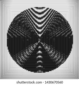 Shape of twisted lines in circle. Abstract illustration. Technology motion effect shape. Design element