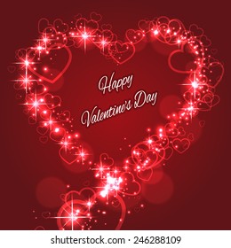Shape Valentine's Heart with Sparkles for Lovers.Vector Illustration