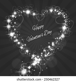 Shape Valentine's Heart with Sparkles. Vector Illustration