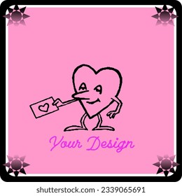 Formvektor. Liebe Illustration. Design für Valentinstag-Kartenhintergrund. Web-Symbol, Symbol, Zeichen. Romantische Hochzeitseinladung. Kunstskizze. rote grafische Zeichnung einzeln auf Rosa.