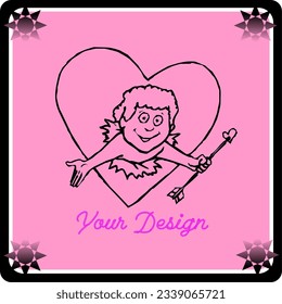 Shape vector. Love illustration. Design for Valentine's day card background. Web icon, symbol, sign. Romantic wedding invitation. Art sketch. Red graphic drawing isolated on pink.