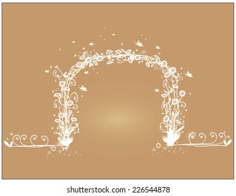 To shape a vine with white flowers into gate magnificent.
