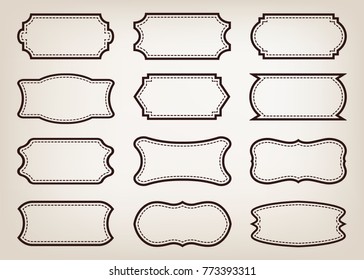 shape of vintage frame set on retro background. beautiful filigree, decorative borders, vector illustration