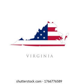 Shape of Virginia state map with American flag. vector illustration. can use for united states of America indepenence day, nationalism, and patriotism illustration. USA flag design