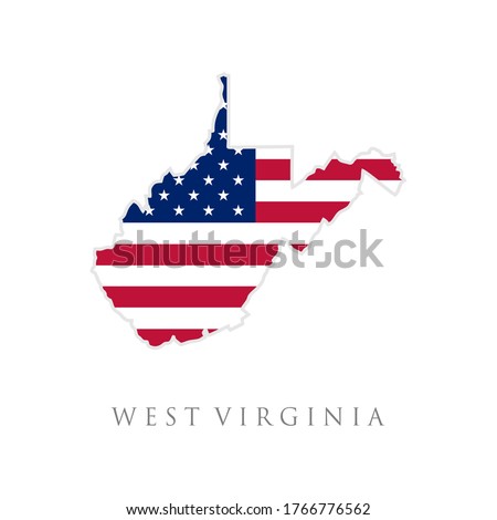 Shape of West Virginia state map with American flag. vector illustration. can use for united states of America indepenence day, nationalism, and patriotism illustration. USA flag design