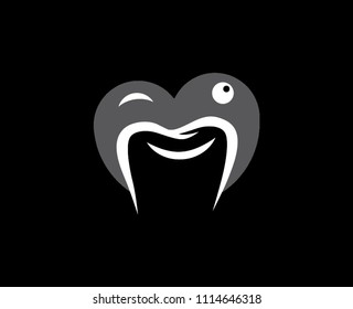 the shape of a white tooth smile with a black background