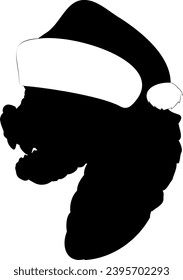 Shape of wooden dragon baby wearing Santa Claus hat. Vector illustration of a wooden little dragon head with a neck in Christmas hat. Baby dragon head in Santa hat with teeth, whiskers, horny scales