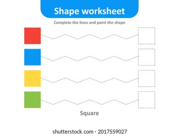 Shape worksheet for kids, square shape