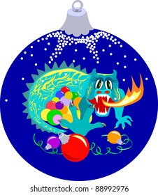 Shape of xmas ball with dragon which guards xmas balls