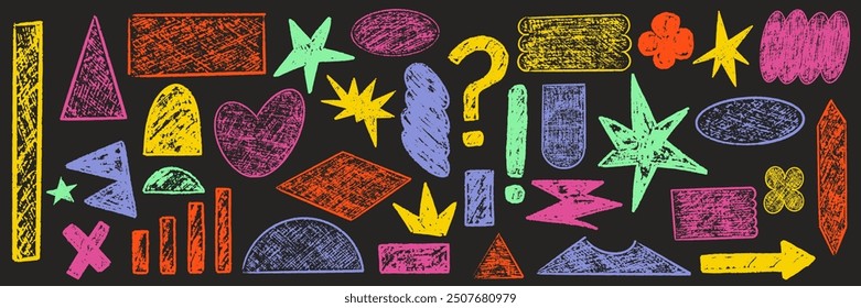 Shape y2k kid crayon texture. Geometry form trendy y2k design. Crayon figure badge organic playful doodle style.