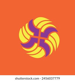forma en colores amarillo y púrpura