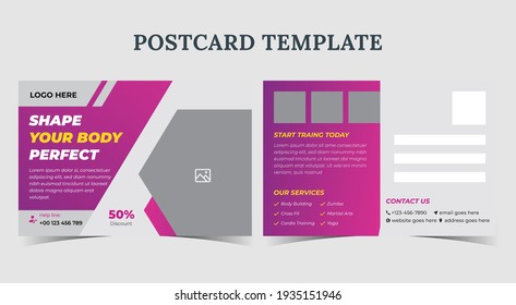 Shape Your Body Postcard, Gym Postcard Template