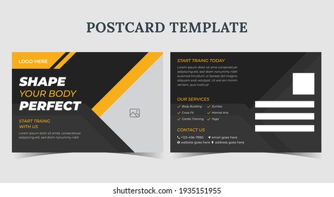 Shape Your Body Postcard, Gym Postcard Template