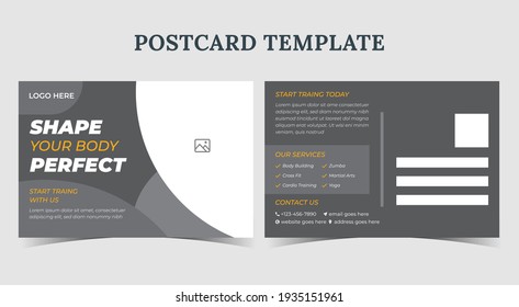 Shape Your Body Postcard, Gym Postcard Template