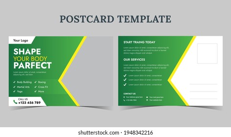 Shape Your Body Postcard, Gym Postcard Template