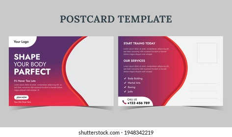 Shape Your Body Postcard, Gym Postcard Template