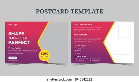 Shape Your Body Postcard, Gym Postcard Template