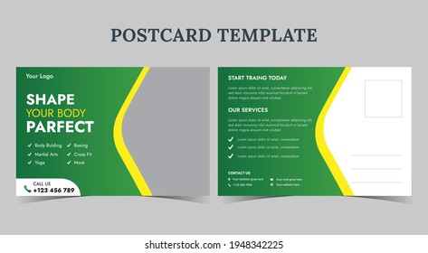 Shape Your Body Postcard, Gym Postcard Template